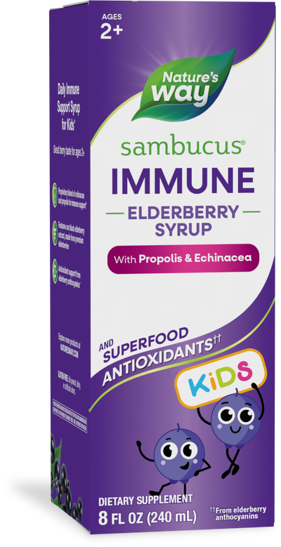 <{%PRIMARY_15359%}>Nature's Way® | Sambucus Immune Elderberry Syrup for Kids*, 8 fl oz (240 ml), Elderberry