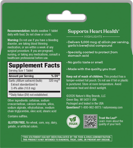 Nature's Way® | Garlinase 5000 - back of pack Sku:08503