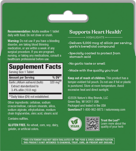 <{%MAIN16_08503%}>Nature's Way® | Garlinase 5000 - back of pack