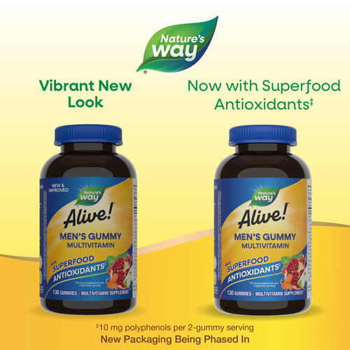 Nature's Way® | Alive! Men's Gummy Multivitamin - package updates old to new Sku:14031