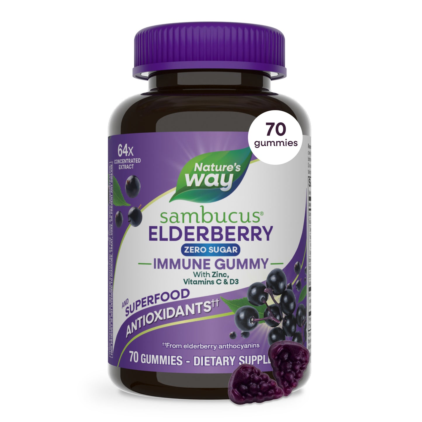 <{%MAIN13_14617%}>Nature's Way® | Sambucus Elderberry Zero Sugar Immune Gummy
