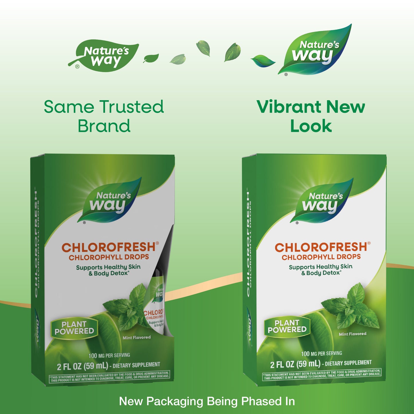 <{%MAIN1_10008%}>Nature's Way® | Chlorofresh Chlorophyll Drops - package updates old to new