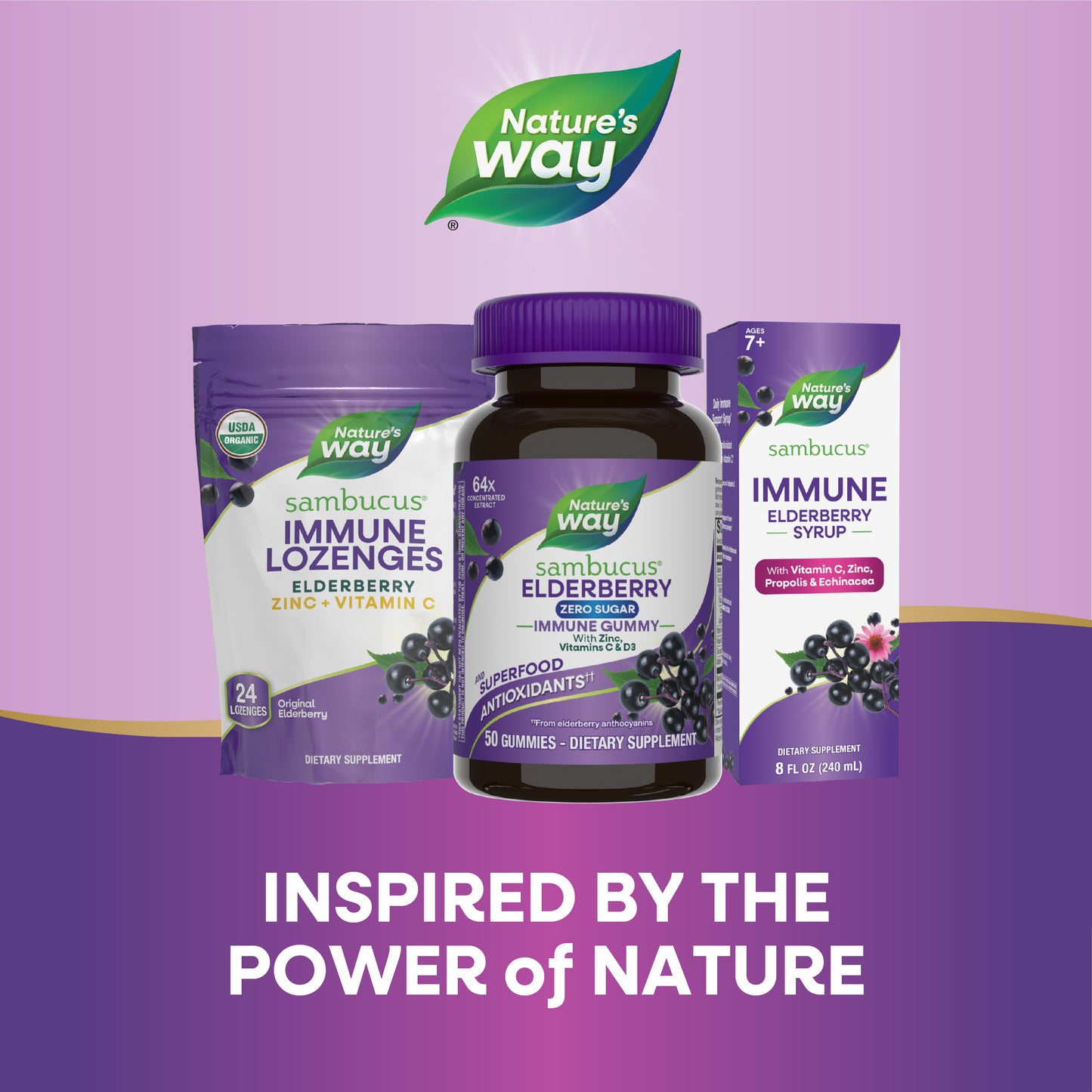 <{%MAIN5_14616%}>Nature's Way® | Sambucus Elderberry Zero Sugar Immune Gummy