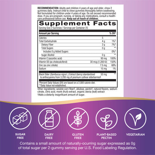 Nature's Way® | Sambucus Elderberry Zero Sugar Immune Gummy Sku:14616