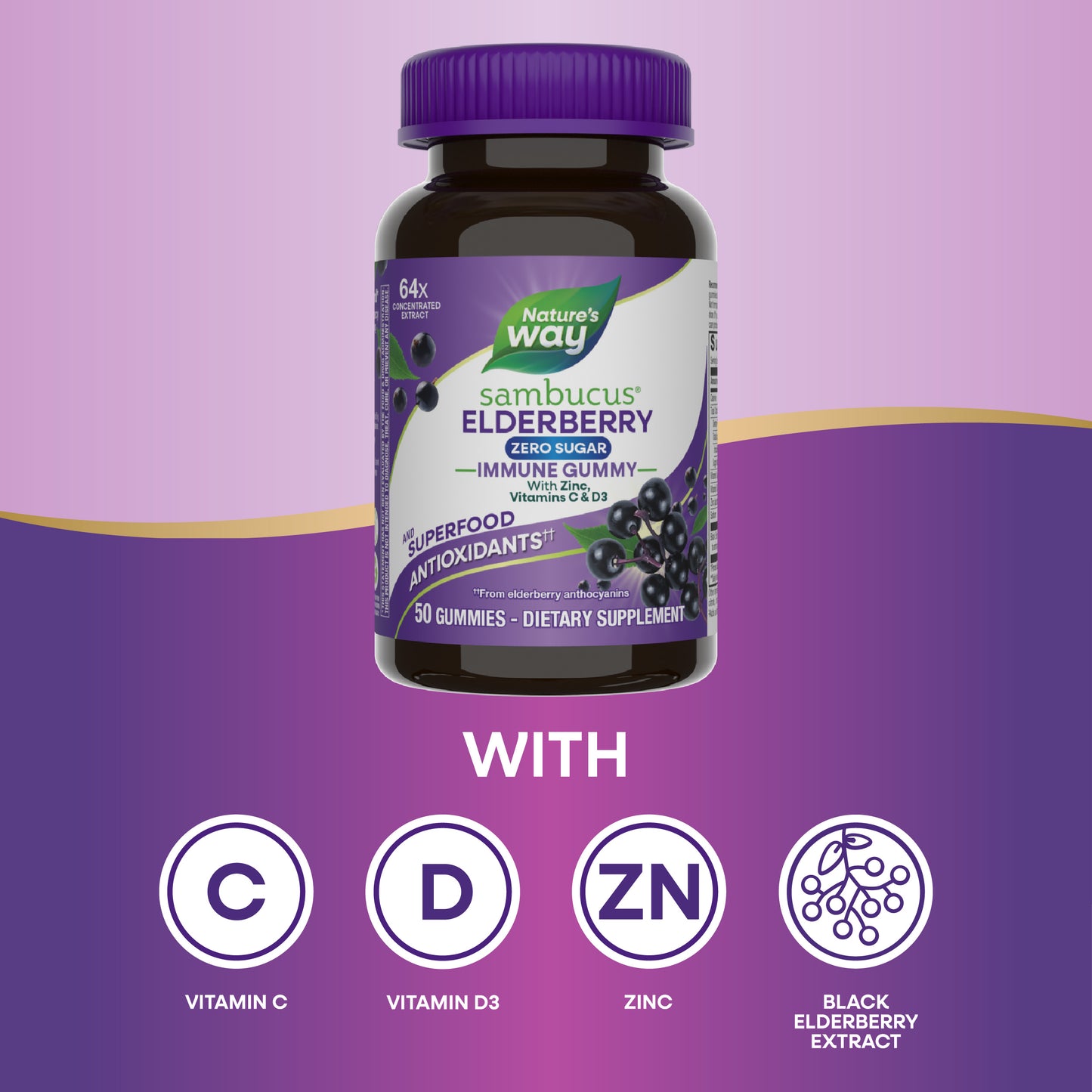 <{%MAIN3_14616%}>Nature's Way® | Sambucus Elderberry Zero Sugar Immune Gummy