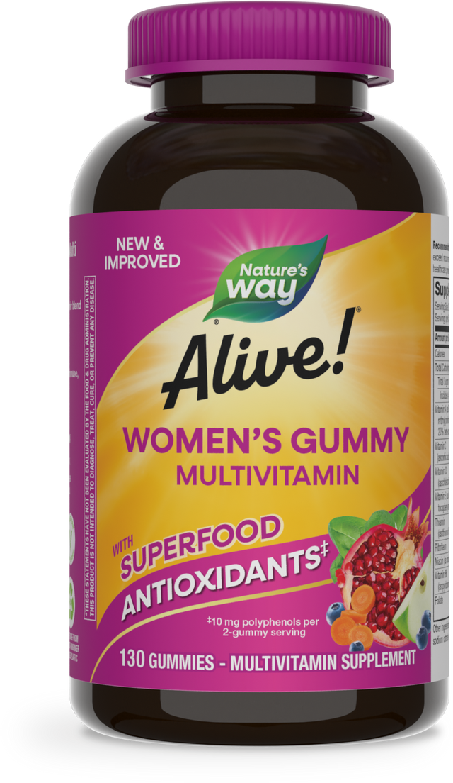 <{%PRIMARY_11536%}>Nature's Way® | Alive! Women's Gummy Multivitamin, 130 gummies, Mixed Berry