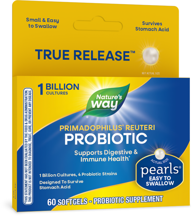 <{%PRIMARY_15770E%}>Nature's Way® | Primadophilus Reuteri Pearls Probiotics, 60 softgels