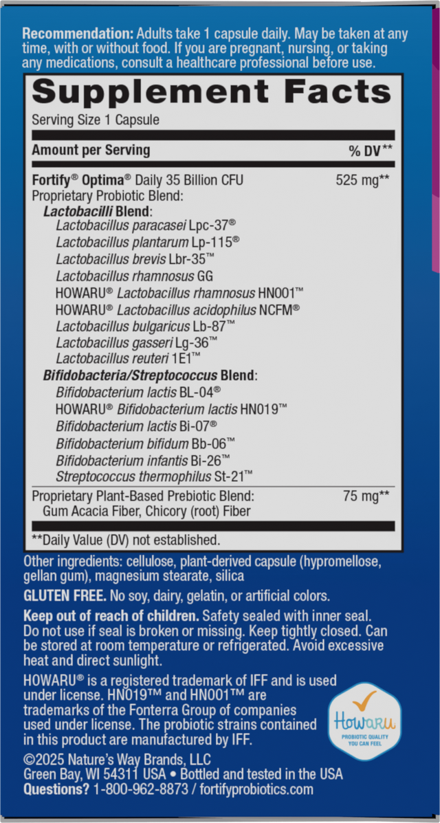 <{%MAIN2_15652%}>Nature's Way® | Fortify Optima Pre+Probiotic - right side of pack
