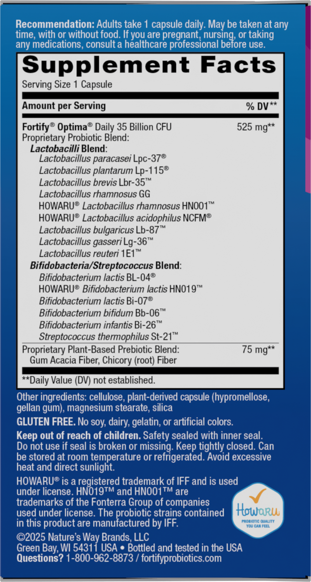 <{%MAIN10_15653%}>Nature's Way® | Fortify Optima Pre+Probiotic - right side of pack