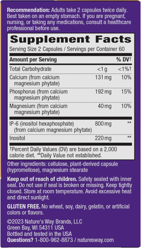 Nature's Way® | Cell Forté IP-6 & Inositol - right side of pack Sku:05802