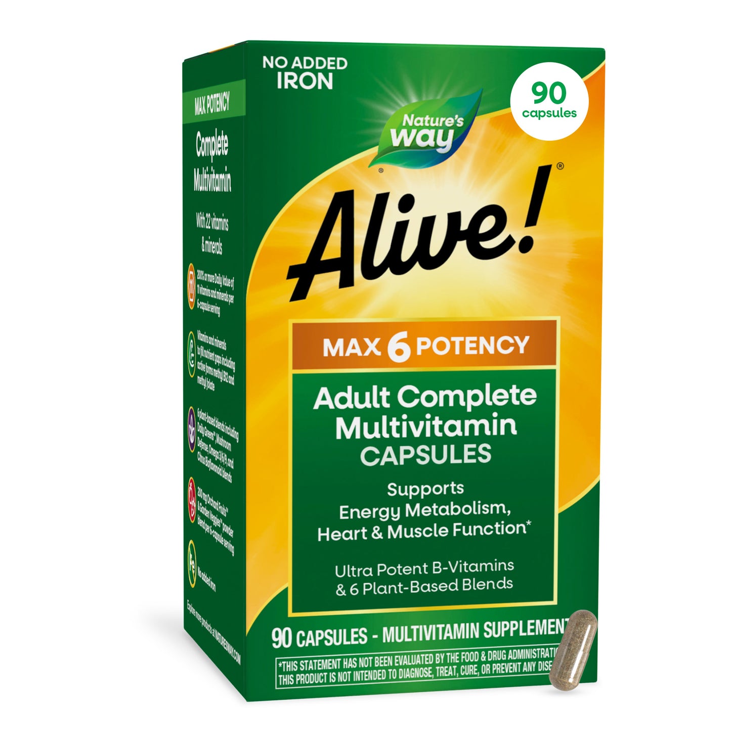 <{%MAIN7_15092%}>Nature's Way® | Alive! Max6 Potency Adult Complete Multivitamin-No Added Iron