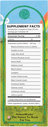 Nature's Way® | NatureWorks Swedish Bitters - back of pack Sku:10040500