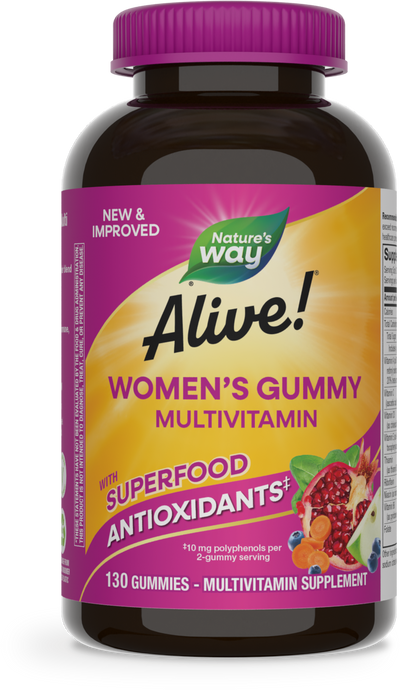 <{%PRIMARY_11536%}>Nature's Way® | Alive! Women's Gummy Multivitamin, 130 gummies, Mixed Berry