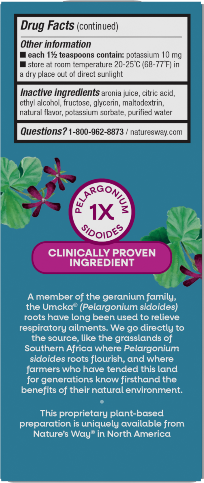 <{%360IMAGE2_15273%}>Nature's Way® | Umcka Cold Relief Syrup - back of pack