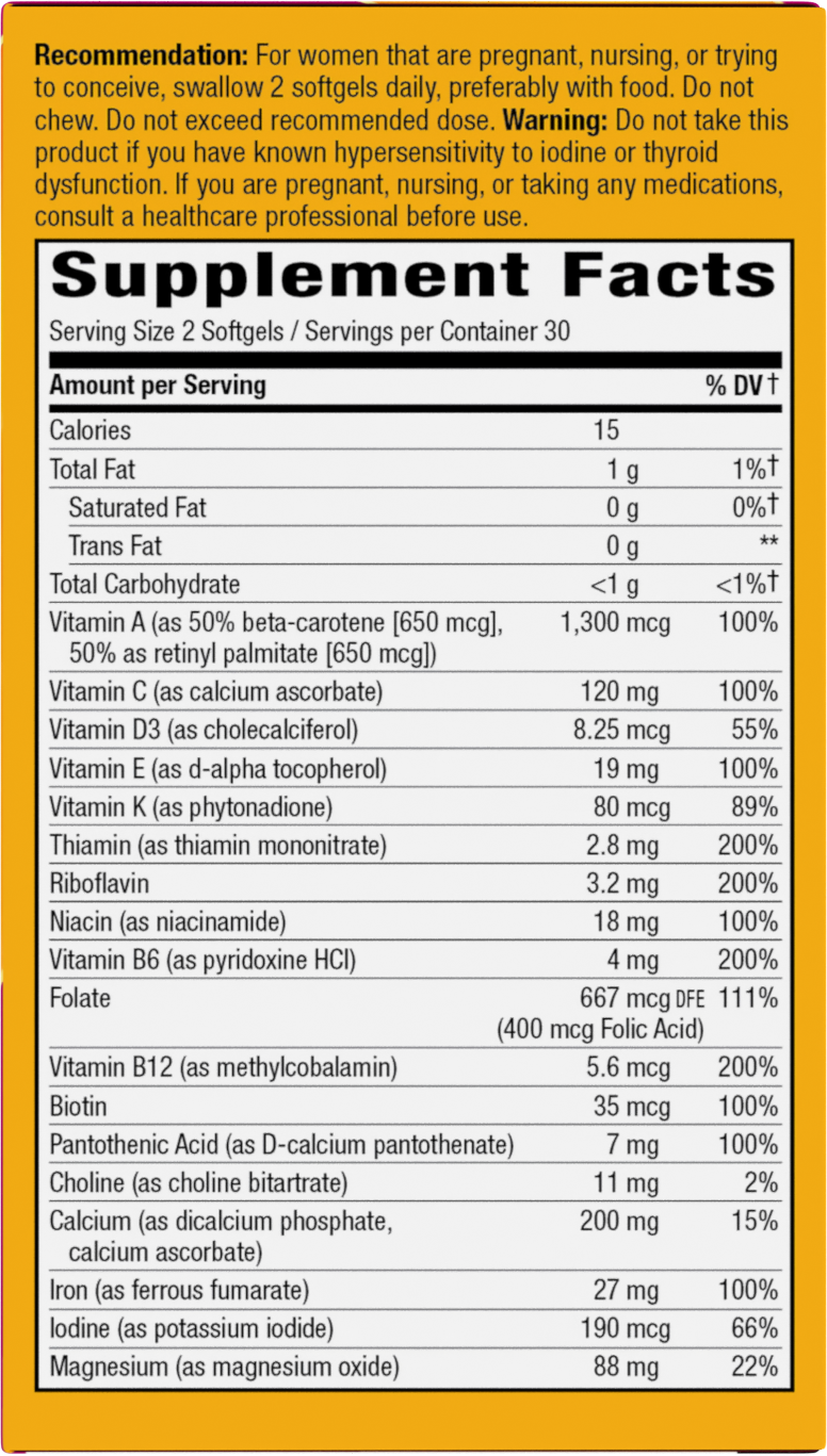 <{%360IMAGE1_11209%}>Nature's Way® | Alive! Premium Prenatal Multivitamin - right side of pack