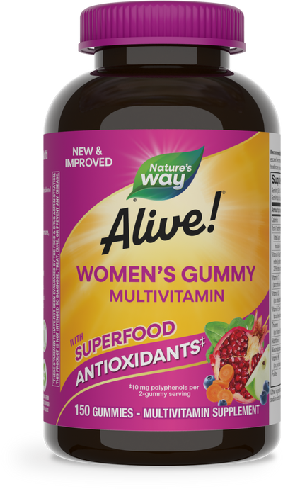<{%PRIMARY_14069%}>Nature's Way® | Alive! Women's Gummy Multivitamin, 150 gummies, Mixed Berry