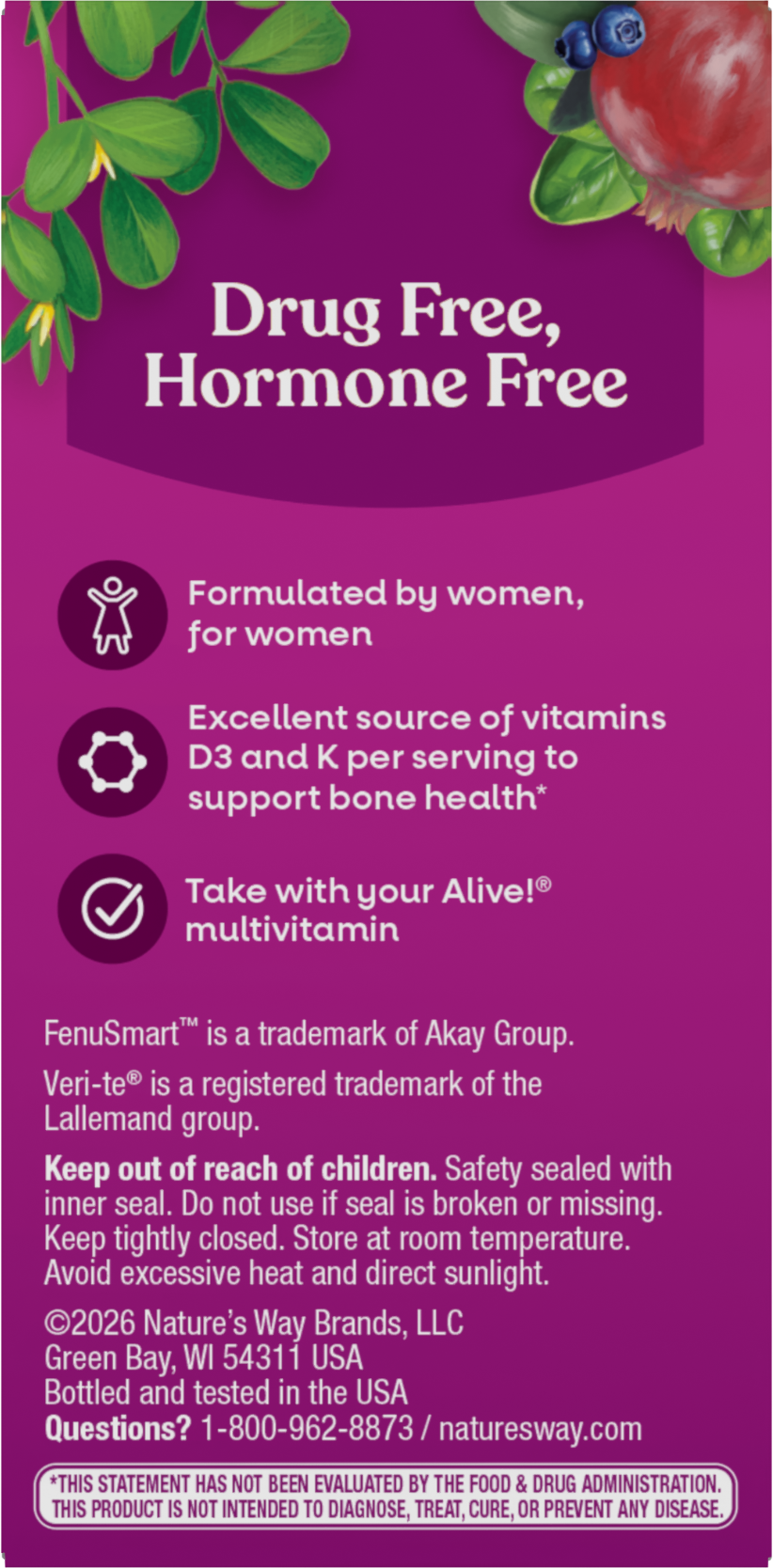 <{%360IMAGE3_15936%}>Nature's Way® | Alive! Menopause - back of pack
