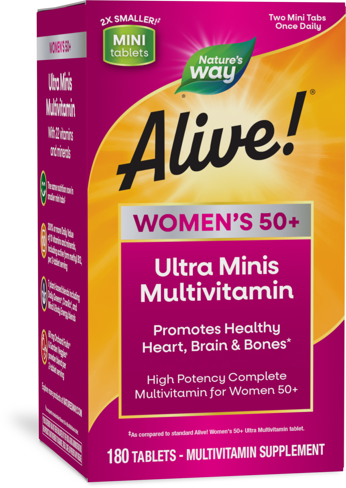 <{%PRIMARY_15974%}>Nature's Way® | Alive! Women's 50+ Ultra Minis Multivitamin, 180 tablets