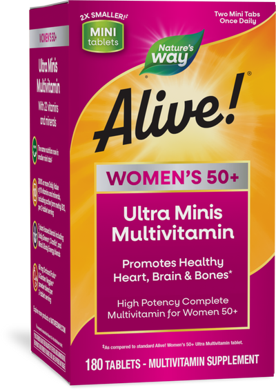 <{%PRIMARY_15974%}>Nature's Way® | Alive! Women's 50+ Ultra Minis Multivitamin, 180 tablets