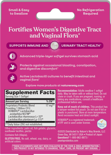 Nature's Way® | Probiotic Pearls Women's - back of pack Sku:13950