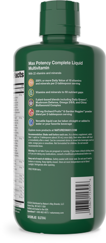 Nature's Way® | Alive! Max Potency Complete Liquid Multivitamin - left side of pack Sku:15395