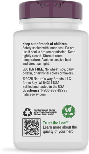 Nature's Way® | Olive Leaf Standardized Extract - back of pack Sku:64000