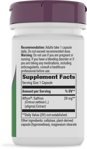 Nature's Way® | Saffron - right side of pack Sku:16081