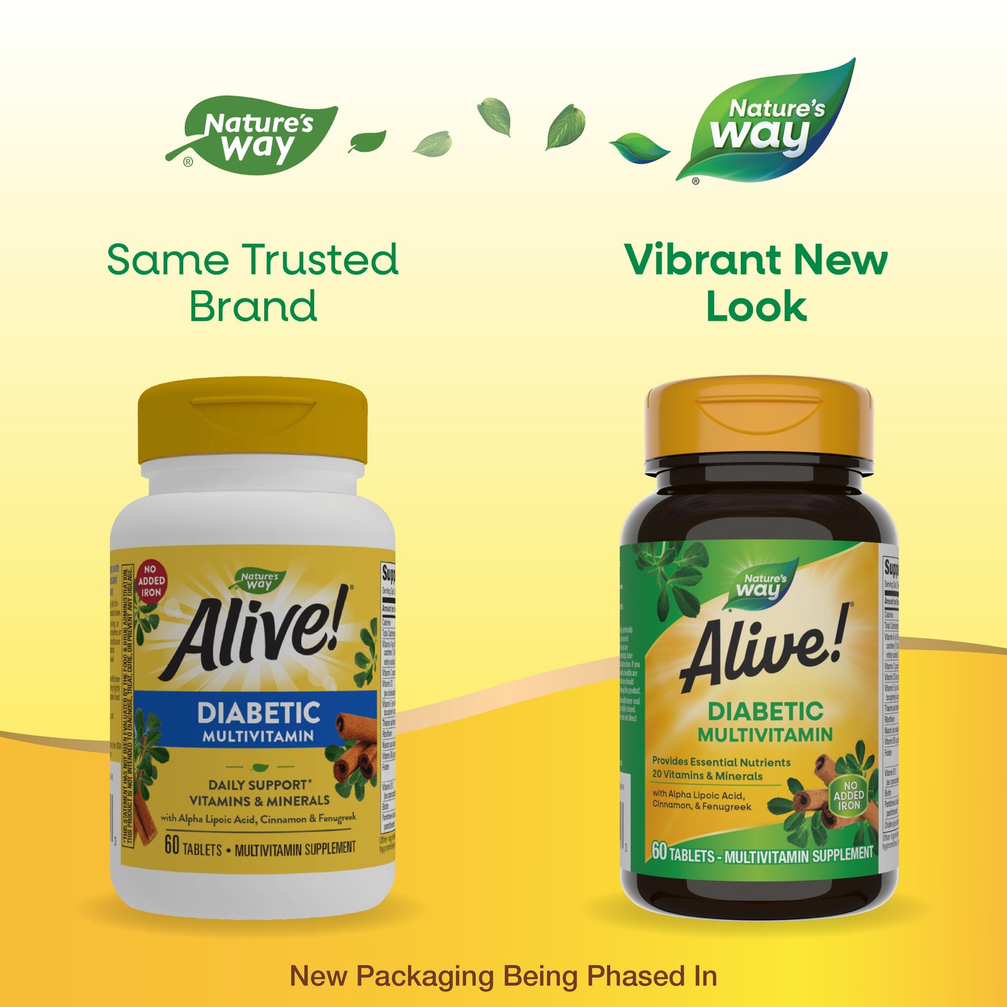 <{%MAIN1_12371%}>Nature's Way® | Alive! Diabetic Multivitamin - package updates old to new