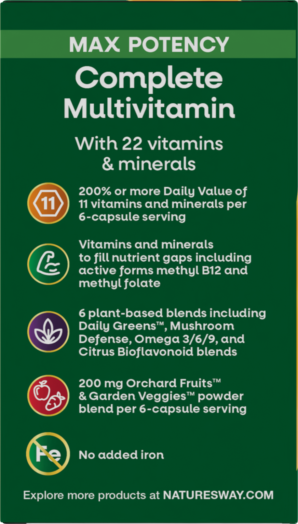 <{%360IMAGE3_15092%}>Nature's Way® | Alive! Max6 Potency Adult Complete Multivitamin-No Added Iron - left side of pack