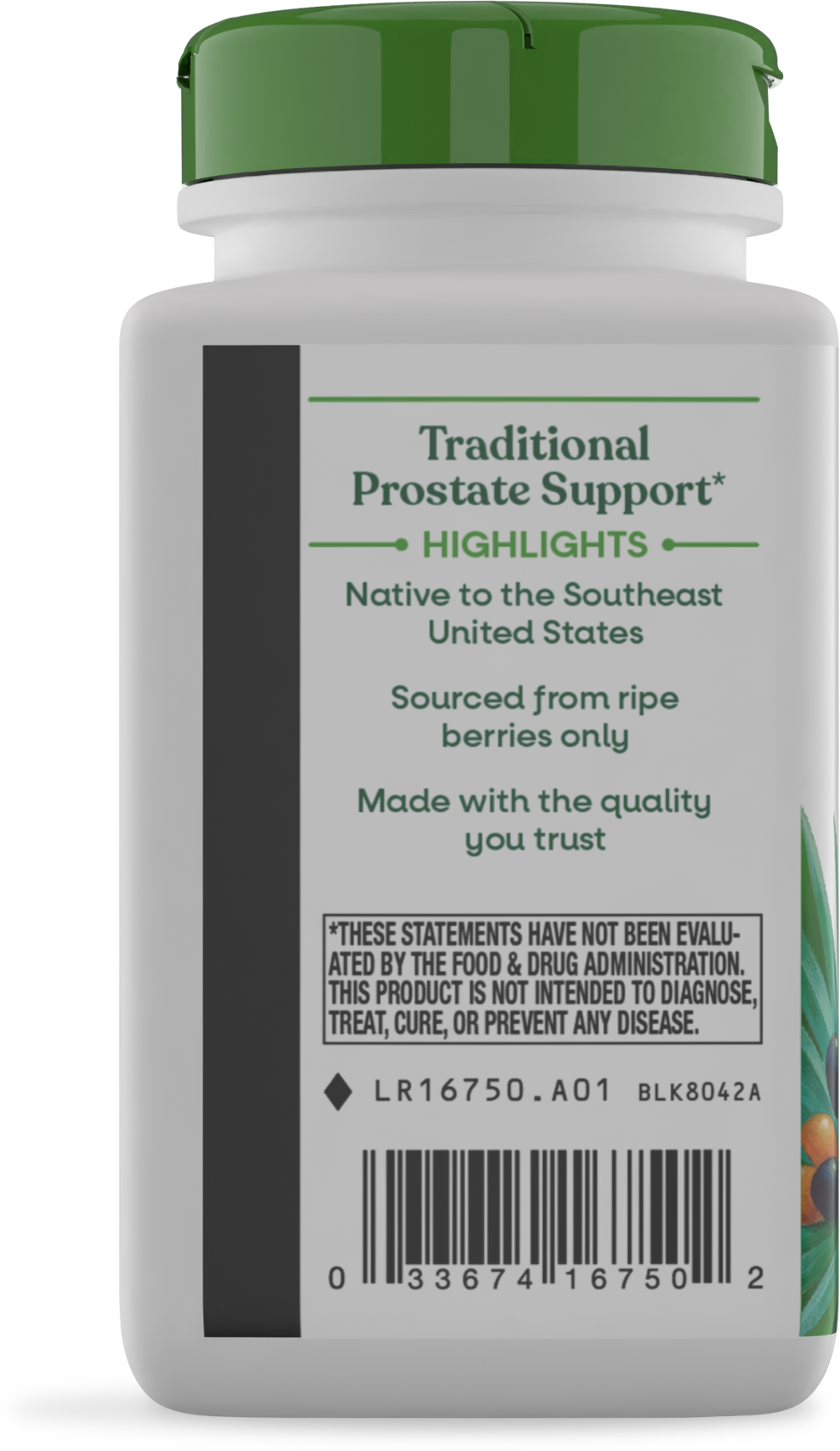 <{%360IMAGE5_16750%}>Nature's Way® | Saw Palmetto Berries - left side of pack
