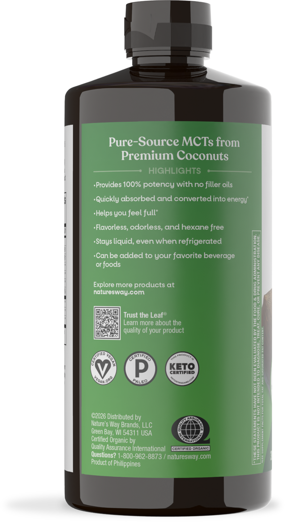 <{%360IMAGE2_11772%}>Nature's Way® | Organic MCT Oil - left side of pack