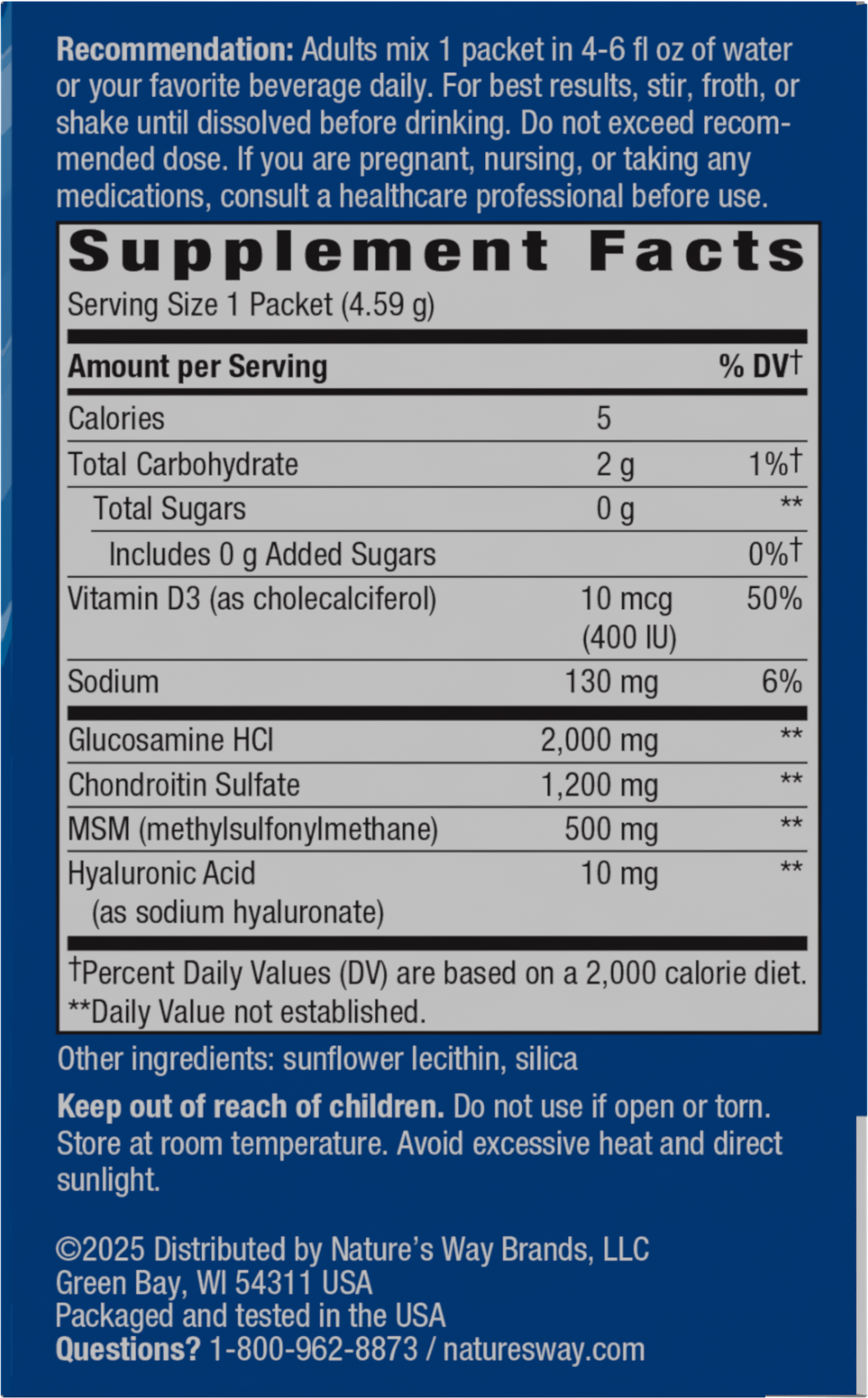 <{%360IMAGE1_15121%}>Nature's Way® | Joint Movement Glucosamine Drink Mix - right side of pack