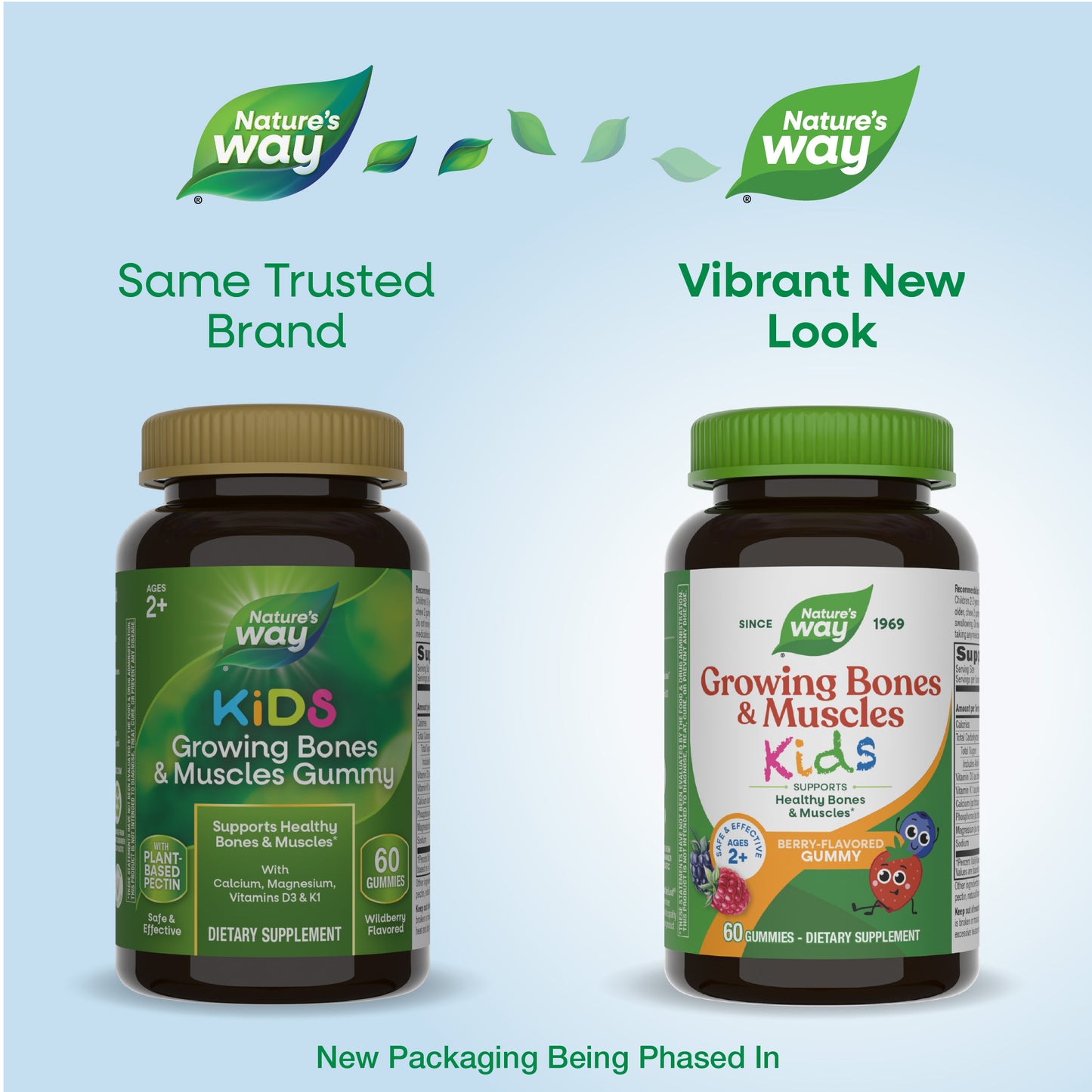 <{%MAIN1_13371%}>Nature's Way® | Kids Growing Bones & Muscles Gummies - package updates old to new
