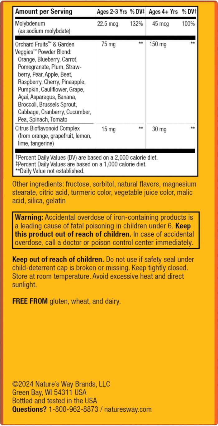 <{%360IMAGE2_15786%}>Nature's Way® | Alive! Kids Chewable Multivitamin - back of pack