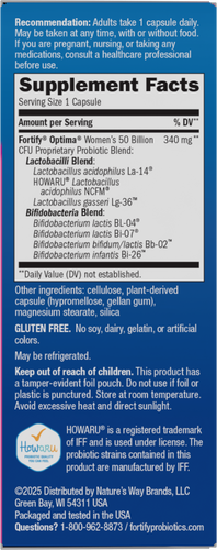 Nature's Way® | Fortify Optima Women's Advanced Care Probiotic - right side of pack Sku:10336