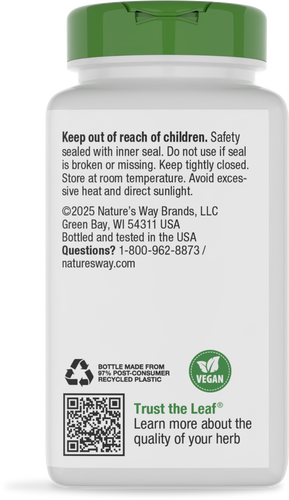 Nature's Way® | Wild Yam Root - back of pack Sku:15350