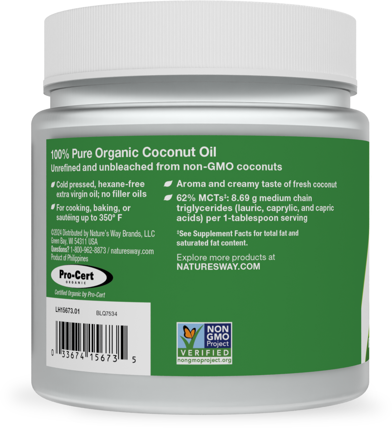 <{%360IMAGE2_15673%}>Nature's Way® | Organic Extra Virgin Coconut Oil - left side of pack