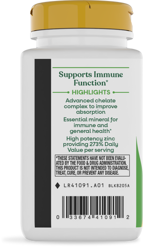 Nature's Way® | Zinc Chelate - left side of pack Sku:41091