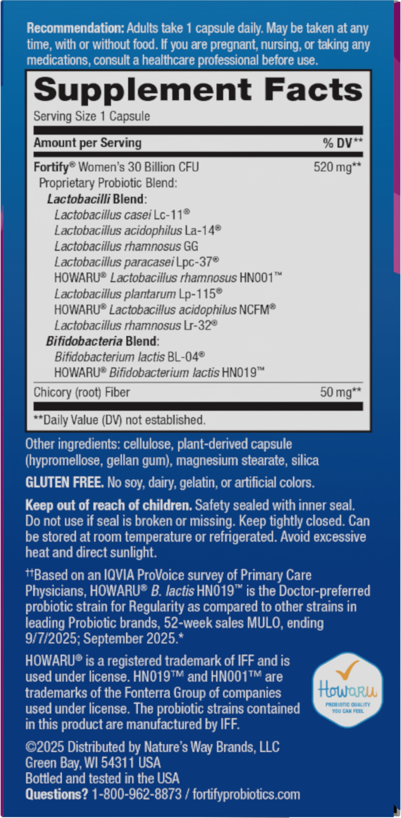 <{%360IMAGE1_10295%}>Nature's Way® | Fortify Women's Daily Pre+Probiotic - right side of pack
