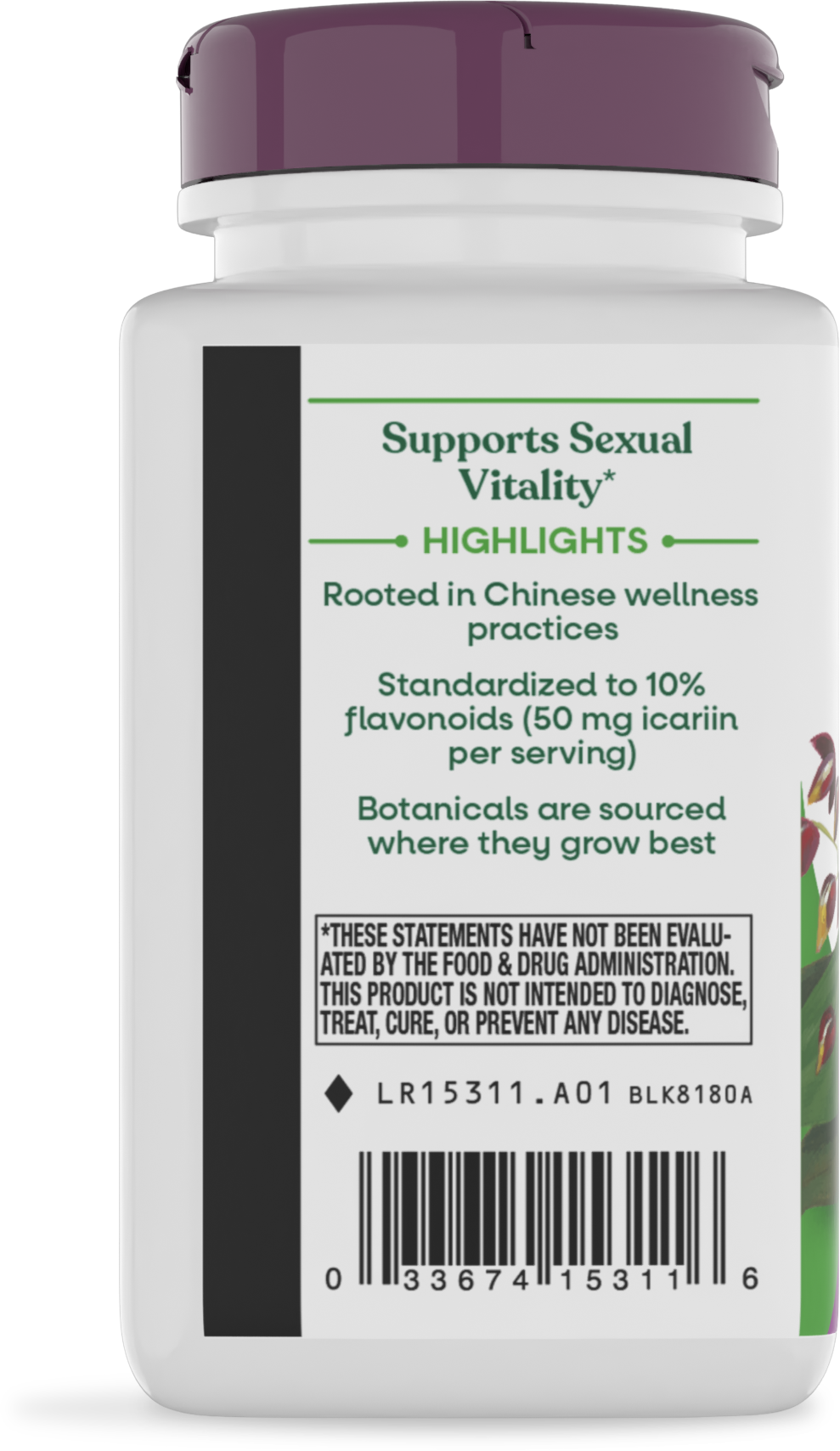 <{%360IMAGE2_15311%}>Nature's Way® | Horny Goat Weed Standardized Extract - left side of pack