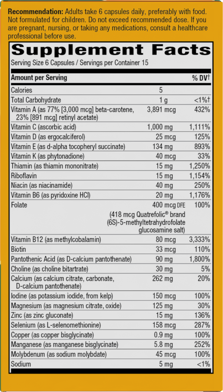 <{%360IMAGE1_15092%}>Nature's Way® | Alive! Max6 Potency Adult Complete Multivitamin-No Added Iron - right side of pack