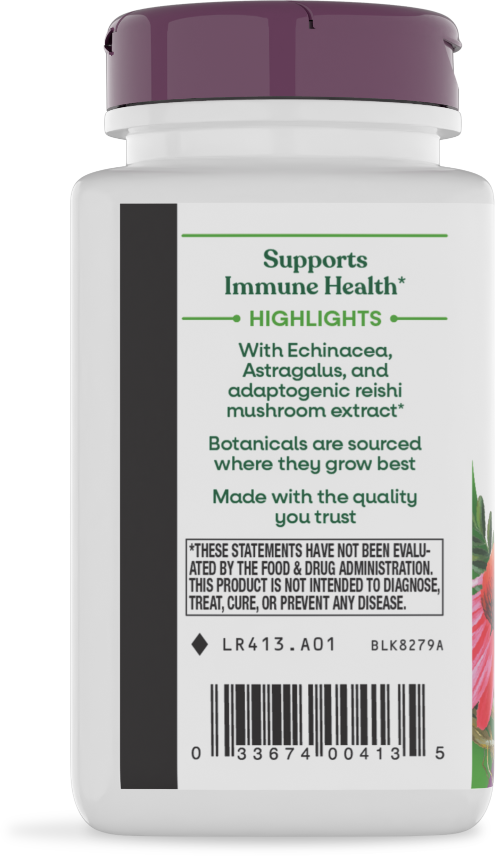 <{%360IMAGE2_413%}>Nature's Way® | Echinacea Astragalus & Reishi Premium Blend - left side of pack