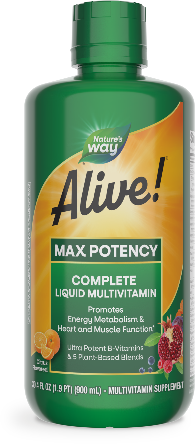 <{%PRIMARY_15395%}>Nature's Way® | Alive! Max Potency Complete Liquid Multivitamin, 30.4 fl oz (900 ml), Citrus