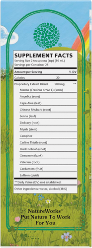 Nature's Way® | NatureWorks Swedish Bitters - back of pack Sku:10030250