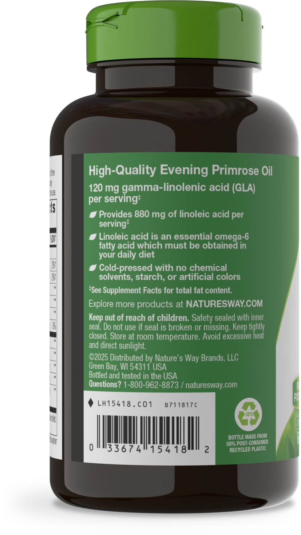 <{%360IMAGE2_15418%}>Nature's Way® | Evening Primrose Cold-Pressed Oil - left side of pack
