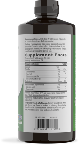 Nature's Way® | Organic MCT Oil - right side of pack Sku:11772