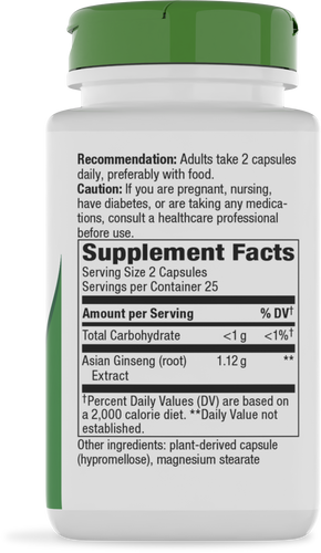 Nature's Way® | Asian Ginseng - right side of pack Sku:13400