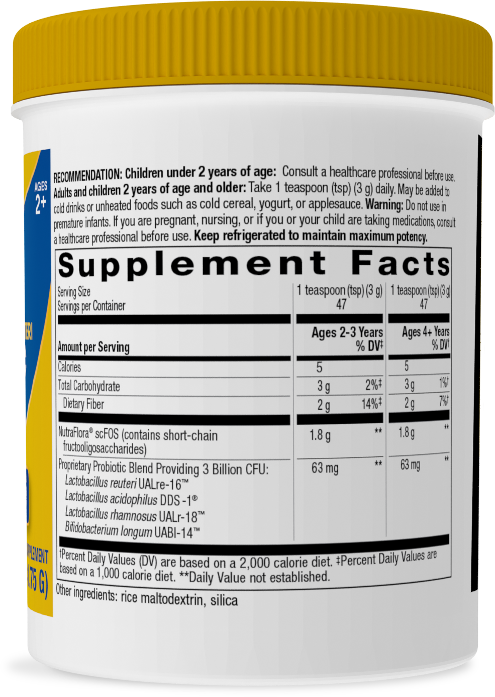 <{%360IMAGE1_14241%}>Nature's Way® | Primadophilus Reuteri Probiotic Powder - right side of pack
