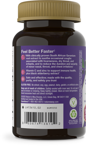 Nature's Way® | Sambucus Cough Relief +♢ Immune* Elderberry Gummies - left side of pack Sku:13610
