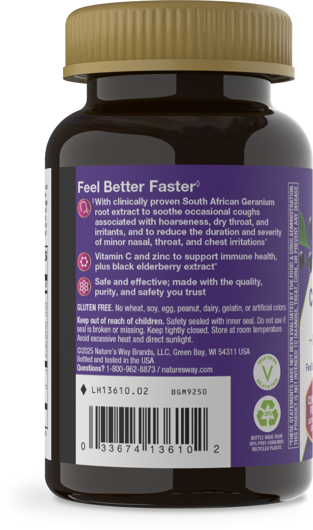 <{%360IMAGE2_13610%}>Nature's Way® | Sambucus Cough Relief +♢ Immune* Elderberry Gummies - left side of pack
